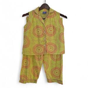 Pine Cone Hill Fine Linens Womens Cotton Sleeveless Capris Pajama Set Sz XS